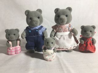 Calico Critters/sylvanian Families Vintage Evergreen Bear Family Of 5