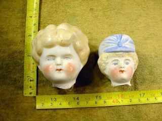2 X Excavated Painted Vintage Victorian China Doll Head Hertwig Age 1860 13334
