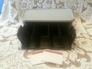 Tupperware Vintage Large Memory Mates Shutter Box Recipe File Black & Grey