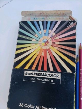 Vintage Berol Prismacolor 36 Piece Thick Lead Colored Pencils 954