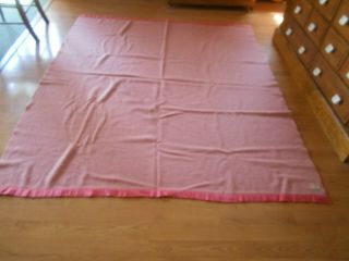 Vintage Chatham Wool Blanket Satin Binding 83 X 72 Rose Pink Usa
