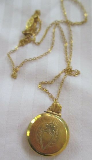 Vintage Double Photo Locket 14k Gold Filled Round Necklace Pendant