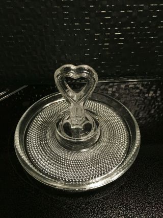 Jewlery Rings & Things Holder Glass Tray Crystal Trinket Holder Heart Vintage