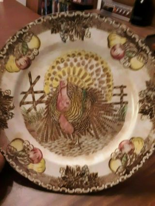 Vtg King Tom 11.  5 " Turkey Dinner Plate Made Usa Ironstone