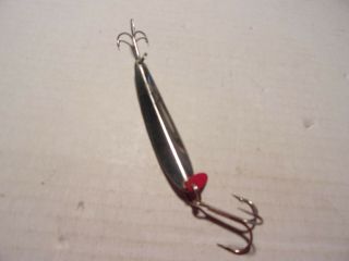 Old Lure Vintage Swedish Pimple Double Hooked Silver Lure For Perch And Walleye.