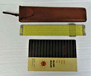 Vintage Pickett & Eckel Slide Rule Model N 3 - Es Metal W/book And Leather Case