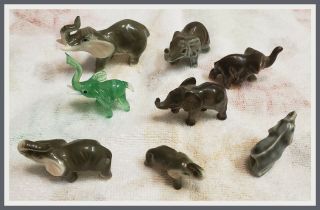 Vintage Ceramic Decorative Mini Elephant Figurines Assortment Of 8 (see Photos)