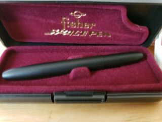 2 Vintage Fisher Space Pen Chrome & Black - With Box and Paperwork 2