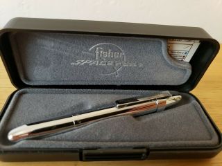 2 Vintage Fisher Space Pen Chrome & Black - With Box and Paperwork 7