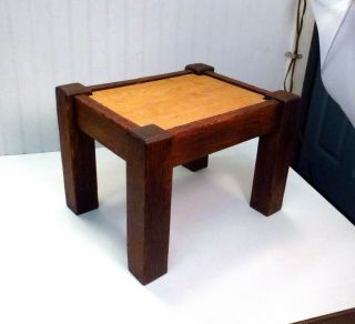 Antique Vintage Arts & Crafts Mission Oak Footstool Small Stool Finish