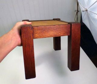 Antique Vintage Arts & Crafts Mission Oak Footstool Small Stool Finish 3