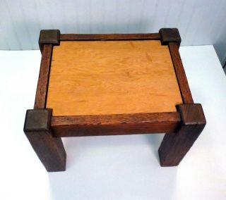 Antique Vintage Arts & Crafts Mission Oak Footstool Small Stool Finish 5