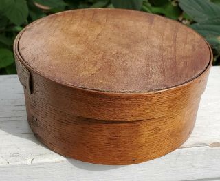 Vintage Round Oak Wood Pantry Box Cheese Box Shaker 6 - 1/2 