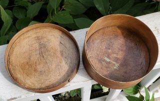 Vintage Round Oak Wood Pantry Box Cheese Box Shaker 6 - 1/2 