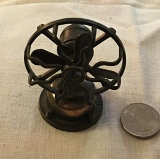 Miniature Vintage Die - Cast Bronze Metal Tabletop Fan Pencil Sharpener Movable