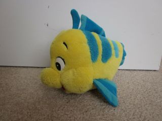 Disney 8 " Plush Flounder Fish Vintage Little Mermaid Yellow Stuffed Animal Toy