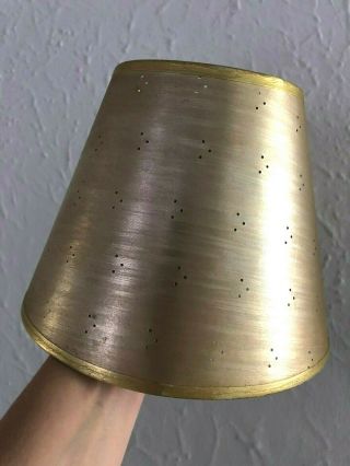 Vintage Mid - Century Modern Clip - On Lamp Shade Gold Mcm Small Atomic Retro 1950s