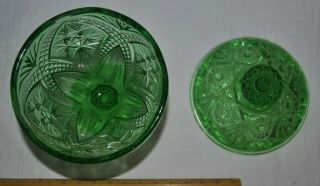 Carnival Glass Candy Dish Green Iridescent Vintage 3