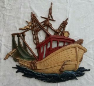 Vintage Sexton Cast Metal Boat Wall Hanging Ship