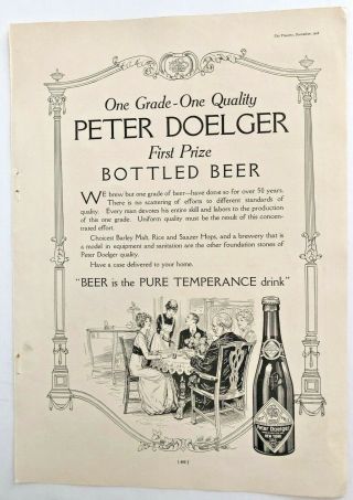 Vtg 1916 Advertising Peter Doelger Beer Print Ad