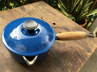 Vintage Le Creuset Blue Enamel Cast Iron Saucepan Number 14