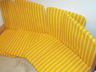4 Vintage Norma Legge Italy Yellow White Stripe Chaise Lounge Chair Pad Cushions