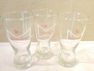 Set Of 3 Vintage Budweiser,  King Of Beers,  Bow - Tie Beer Glasses 6 "
