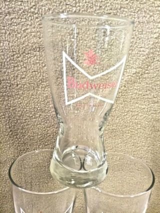 Set of 3 Vintage Budweiser,  King of Beers,  Bow - Tie Beer Glasses 6 