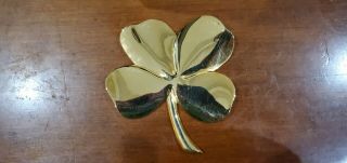 Vintage Gerity 24k Gold Plated Over Brass 4 Leaf Clover - Hanging Or Paperweight