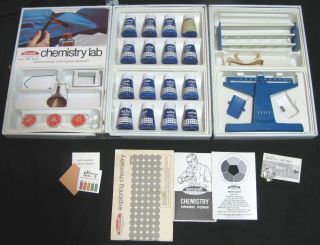 Vintage Skilcraft Chemistry Lab Set Tri - Fold Metal Cabinet Steel Case 566