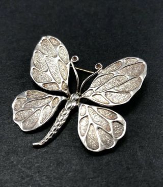 Vintage Sterling Silver 925 Butterfly Brooch Pin
