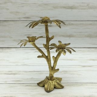 Vintage Gold Metal Daisy Floral Earring Jewelry Holder