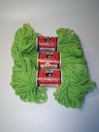 Vintage Aunt Lydias Rug And Craft Macrame Yarn 3 Skeins Spring Green 605 Htf