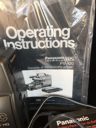 Vintage Panasonic AF X8 CCD OmniMovie VHS HQ Camcorder PV - 420D W/ Hard Case 5