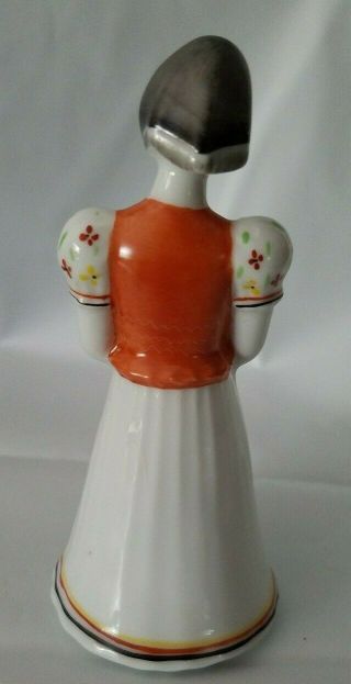 Vintage HOLLOHAZA Hungarian Porcelain Country Woman Figurine 4.  25” Ceramic 4