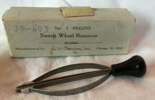 Vintage No.  3 Presto Sweep Wheel Remover Box Gustafson Wood Usa Jeweler Tool