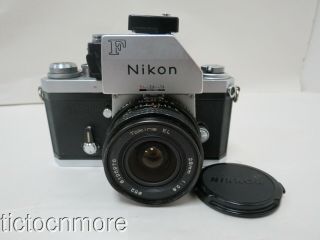 Vintage Nikon F Camera Tokina El Lens 28mm 1:2.  8 W/ Dl - 1 Photomic Illuminator