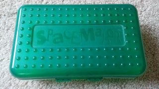 Spacemaker Vintage 90s Green Hard Pencil Case Box School Art Plastic