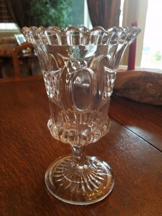 Vintage Celery Vase Pressed Glass Antique 1850 - 1910 Usa