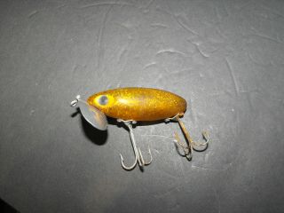 Vintage Fred Arbogast Jitterbug Clear Gold W/ Gold Glitter Fishing Lure