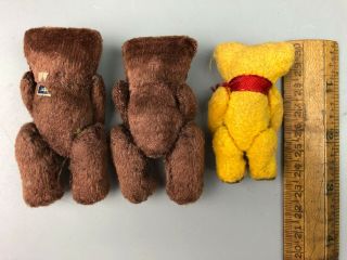 4 Vintage Miniature Bears 3 Jointed 1 Standing Japan 5