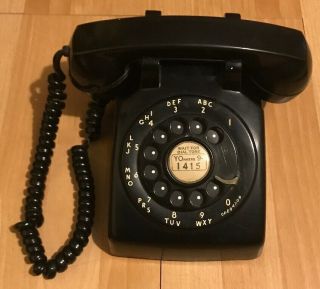 Vintage Black Rotary Desk Phone - Bell System Western Electric U.  S.  A.  Yonkers,  N.  Y.