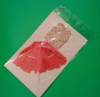 Vintage Tammy Doll Pink/ Coral Fringe Skirt And Pink Floral Blouse Tagged Vcg