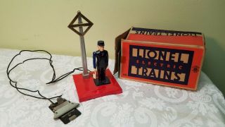 Vintage Lionel 1045 Operating Watchman W/,  Box Track Connector Vg Color