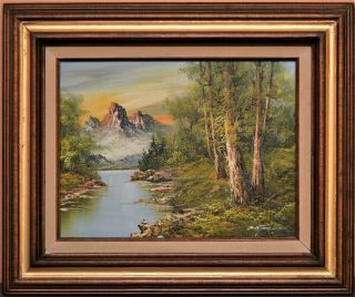 Brytane Vintage Oil Painting Mountain Landscape Signed Framed