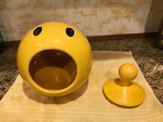 VINTAGE 1970 MCCOY GOLDEN YELLOW SMILEY FACE HAVE A HAPPY DAY COOKIE JAR 2