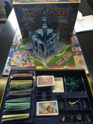 Vintage Disney Monopoly With Pop Up Castle & Gold Coloured Tinkerbell Rare