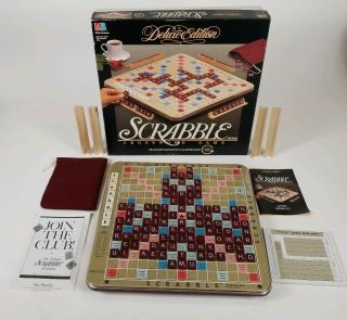 Vintage Milton Bradley Scrabble Deluxe Edition Complete 1989 Turntable