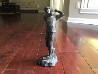Golfer Golf Bronze Color Look Statue Figurine Sculpture Vintage 10.  5” Tall