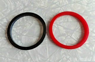 Set Of (2) Red And Black Vintage Bakelite 3 " Bangle Bracelets